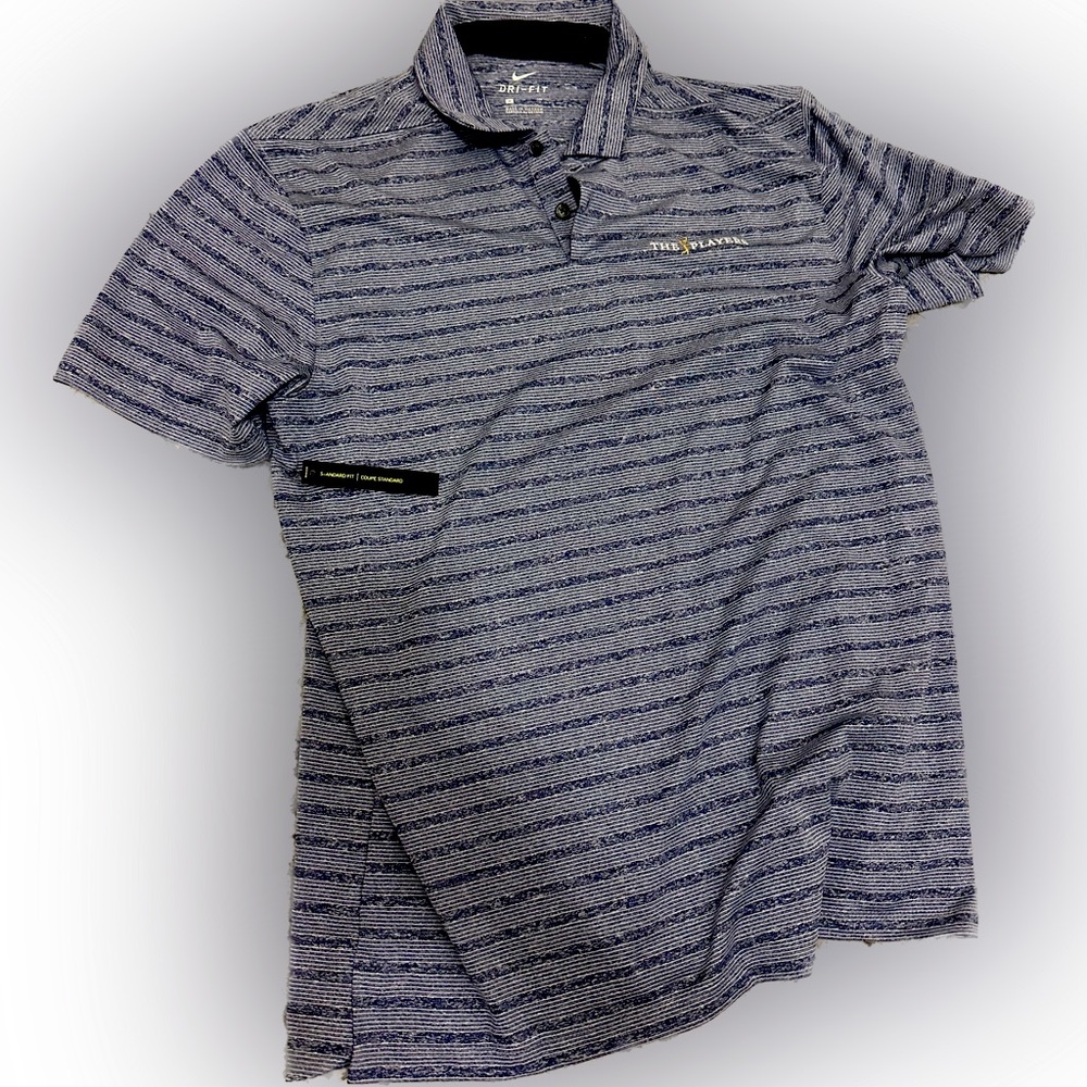 Nike Medium dry vapor stripe blue, PGA tour drive fit golf shirt